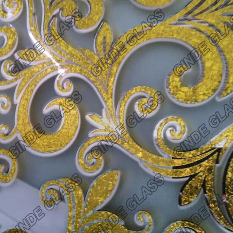 Decorative Acid Etched Titanium Ice Flower Glass Detail Decorative Glass Application